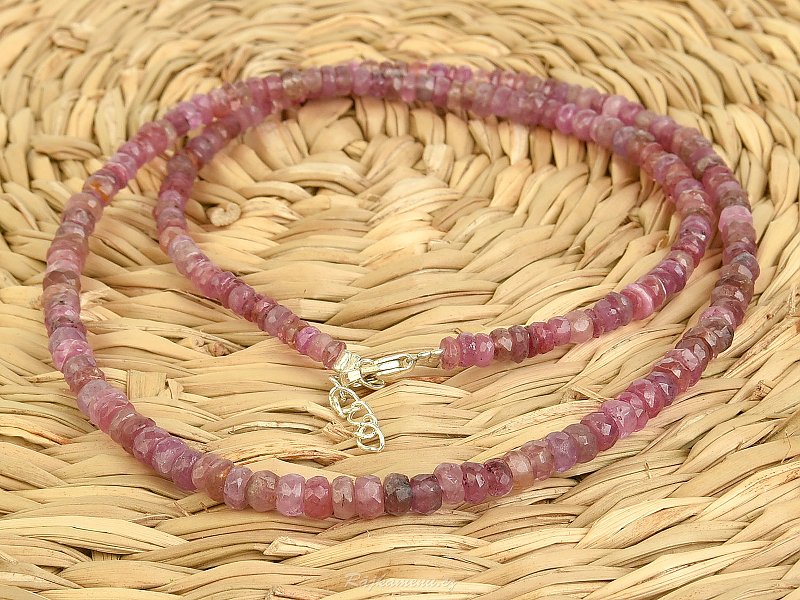 Ruby necklace beads facet Ag 925/1000